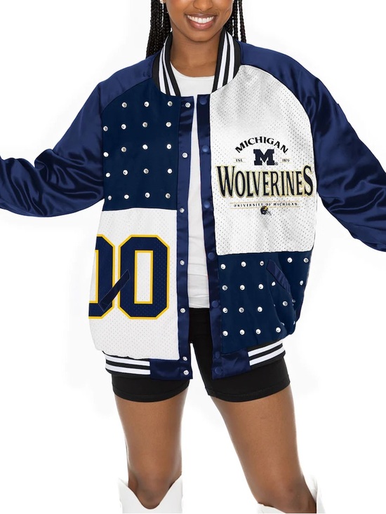 gameday couture Jackets & Blazers - Michigan Wolverines Navy and White Varsity Jacket